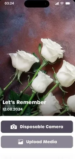 A memorial album open on a phone, with the options to add a
                  photograph.